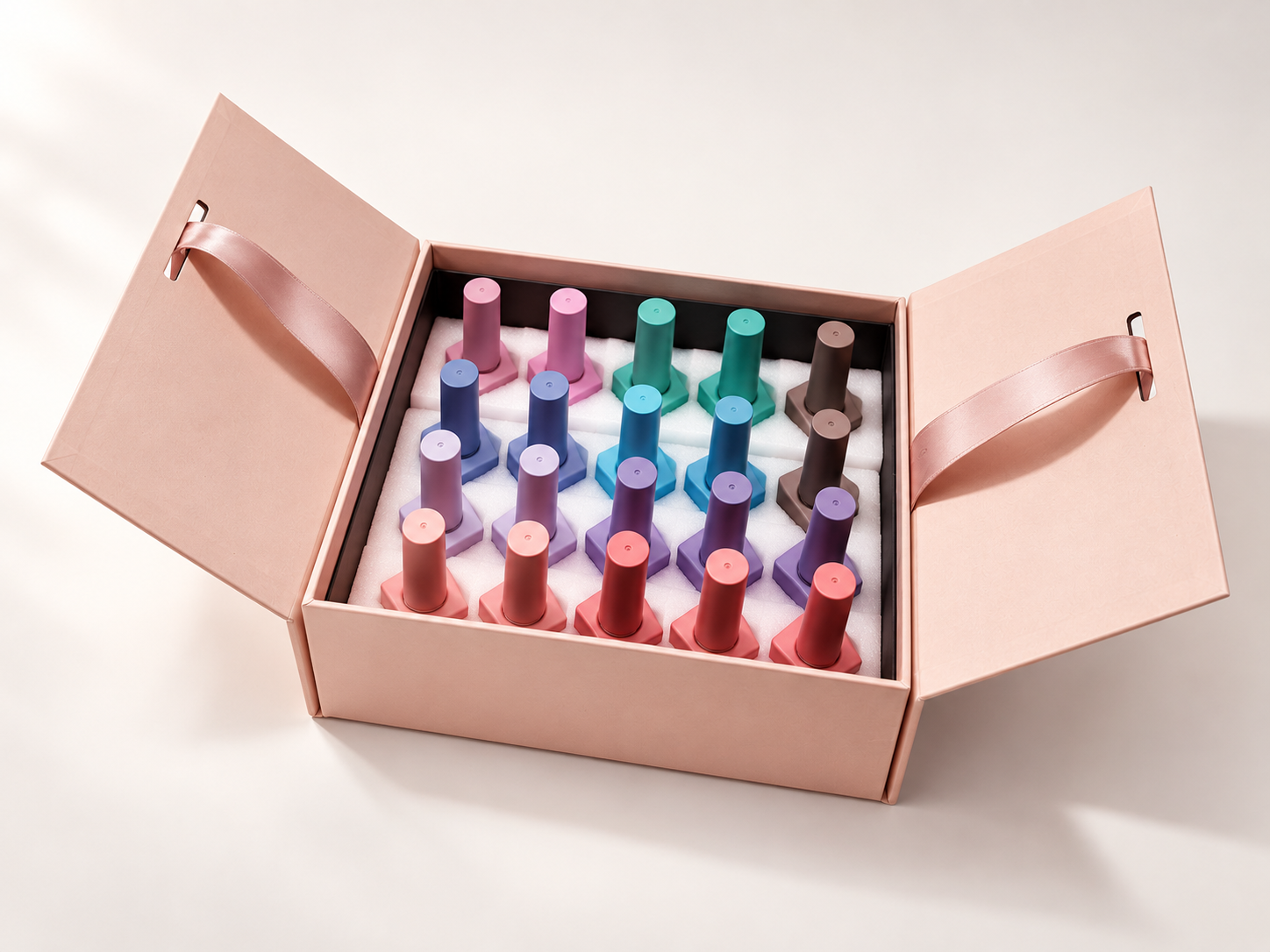 Coordinated opaque gel polish bottle set for online retail