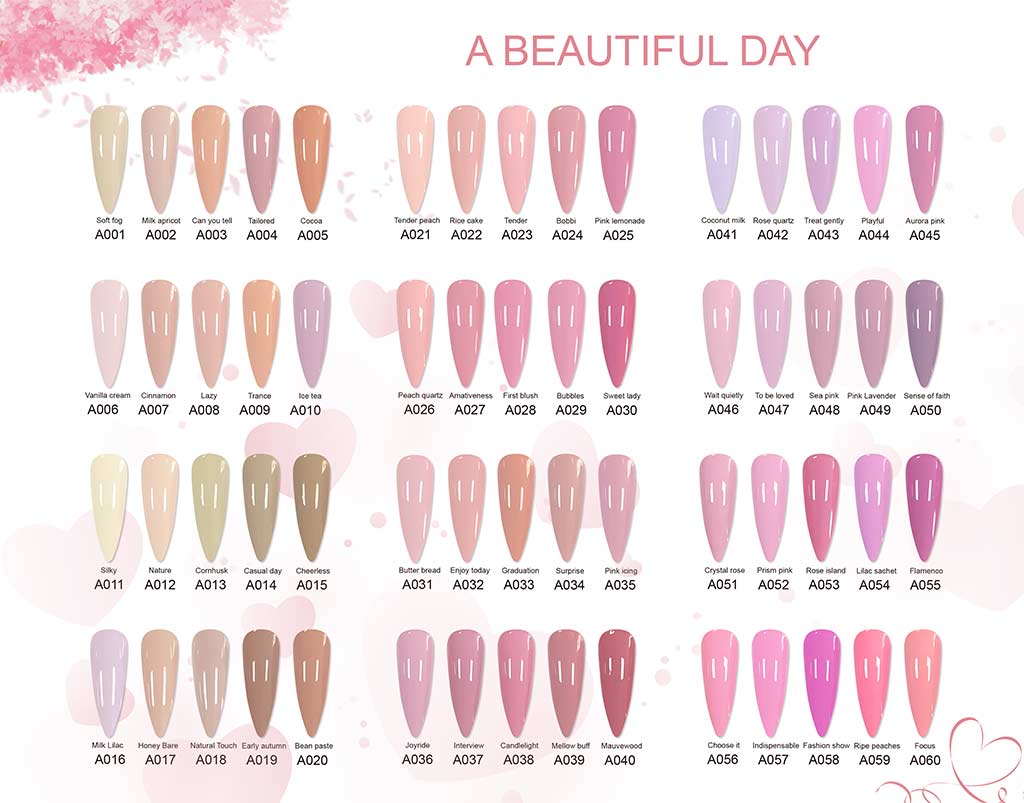 Nude & blush gel polish color board
