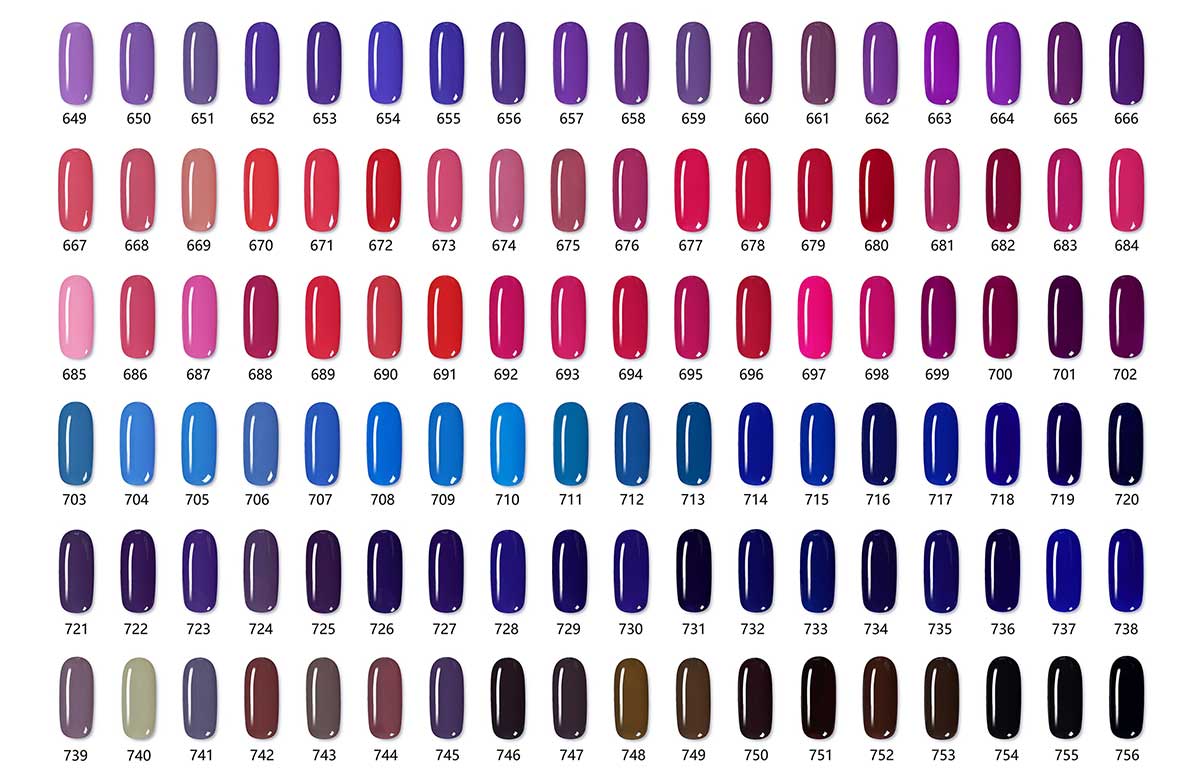 Seasonal launch colors gel polish color board