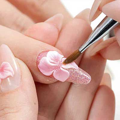Acrylic nail powder manicure application