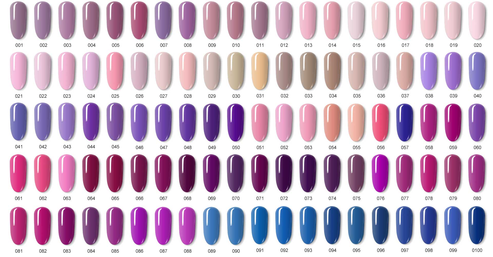 Everyday salon shades gel polish color board