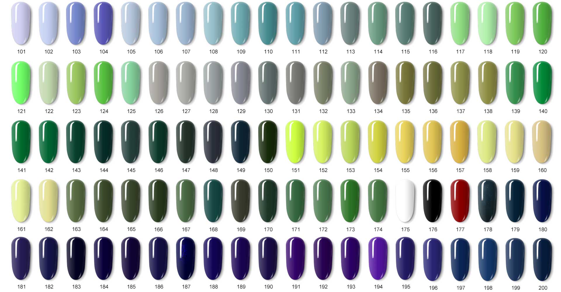 Service-menu colors gel polish color board