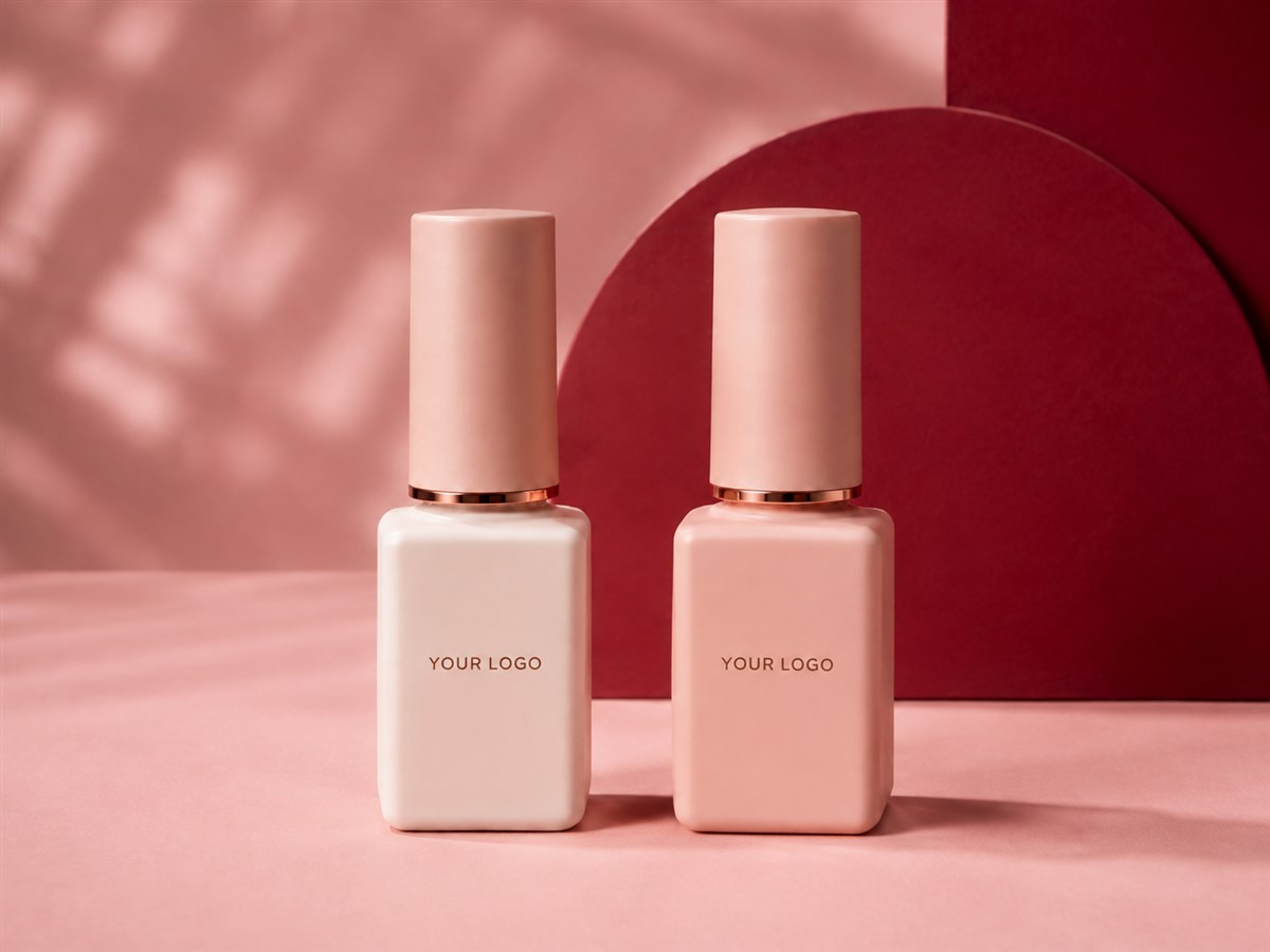 Two coordinated opaque base and top coat bottles