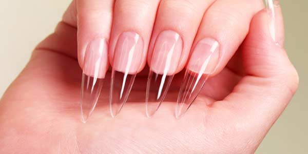 Clear full-cover nail tips for a press-on gel service