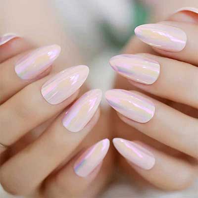 Chrome & Effect Powder finished nail example