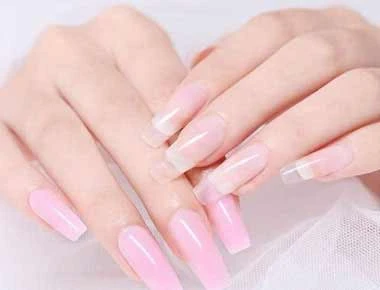 Soft pink nail extension styling reference
