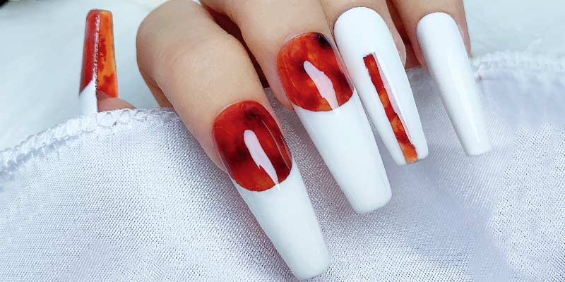 Autumn amber gel nail trend