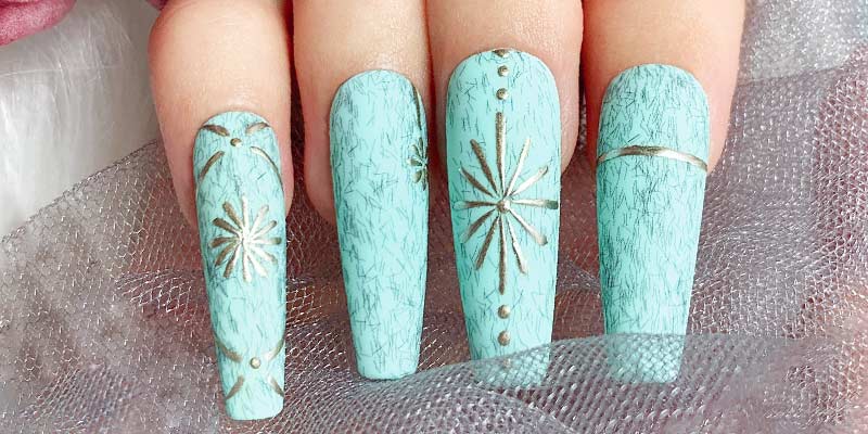 Sculpted metal emboss gel nail art