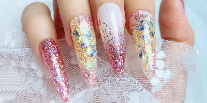 Mineral sequin gel nail style