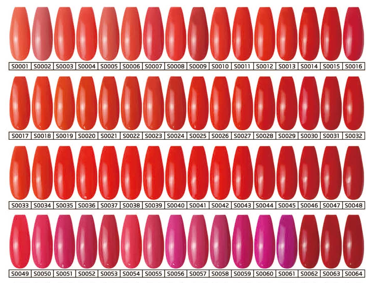 Commercial reds gel polish color board